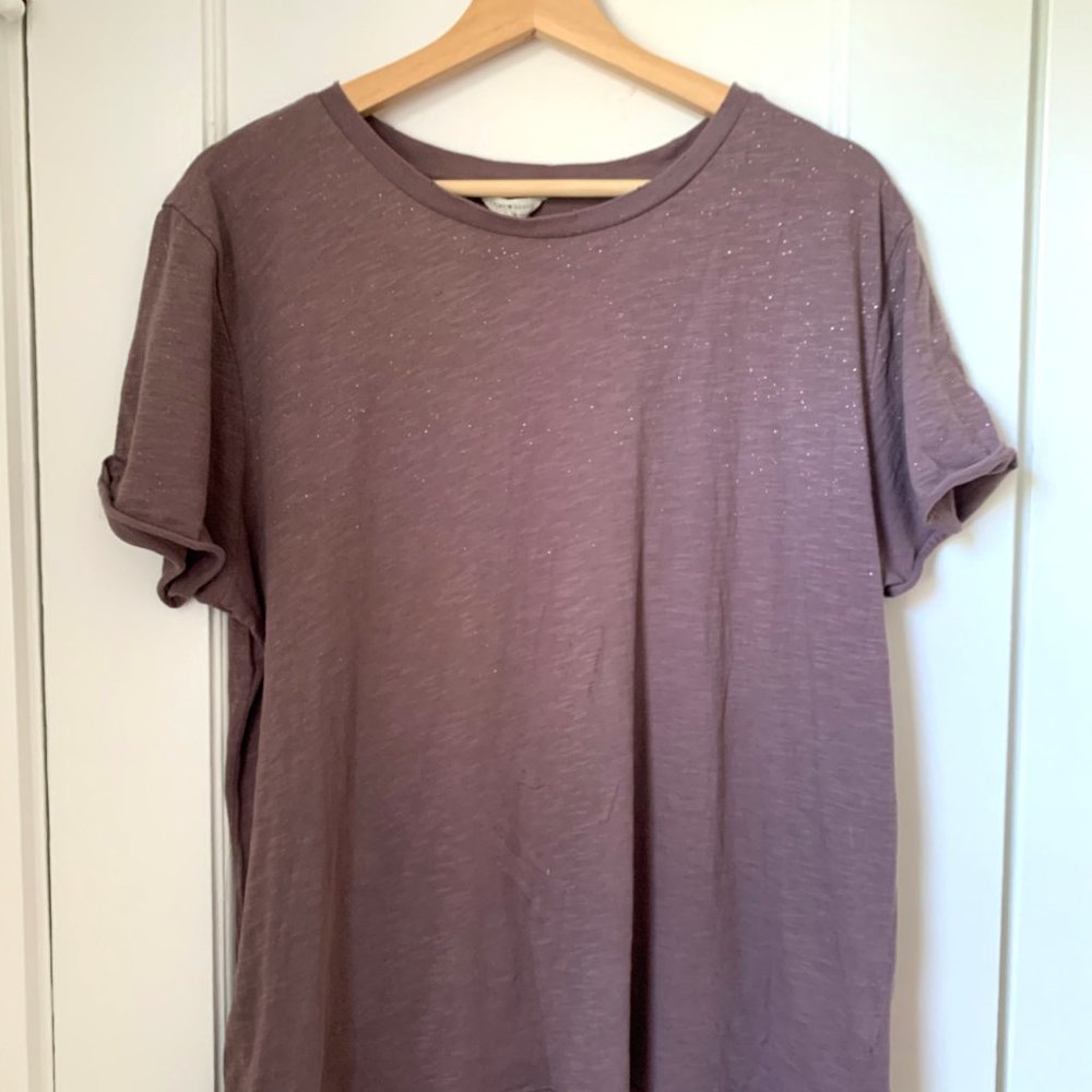 Lucky Brand Glitter Short Sleeve Tee - Purple with Gold Flecks XL - like new